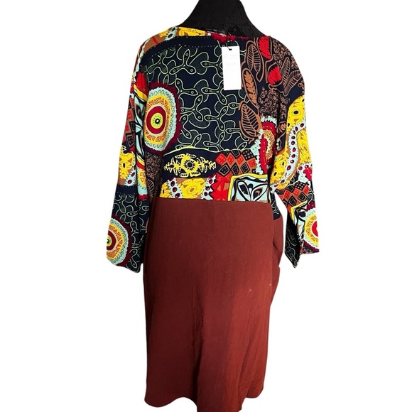NWT O-Necee Tribal Cotton Linen Blend Tunic Dress 3XL New - Picture 2 of 9